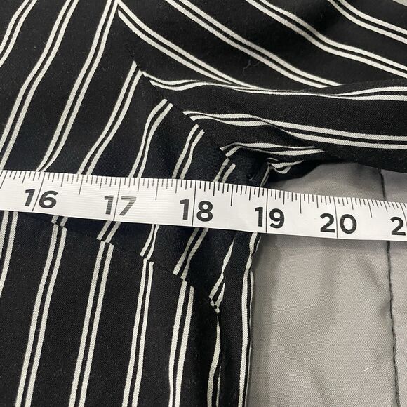 H&M divided Lace-Up Boho Nautical Shirt Blue Black Striped Size Medium 6 - Picture 7 of 9